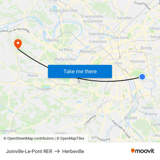 Joinville-Le-Pont RER to Herbeville map
