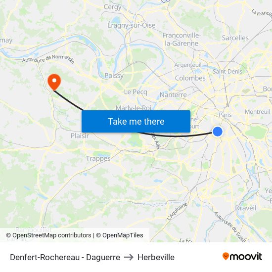Denfert-Rochereau - Daguerre to Herbeville map