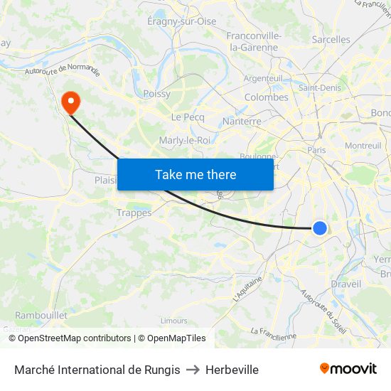 Marché International de Rungis to Herbeville map