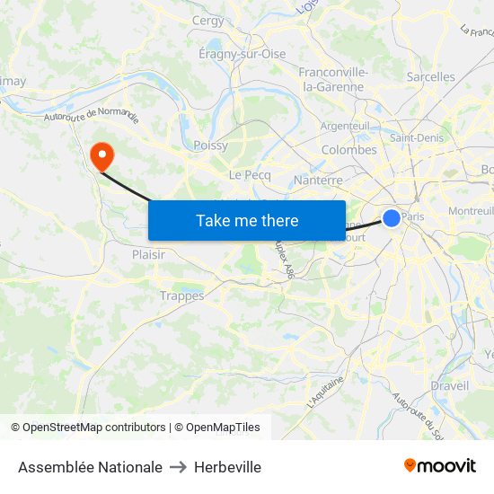 Assemblée Nationale to Herbeville map