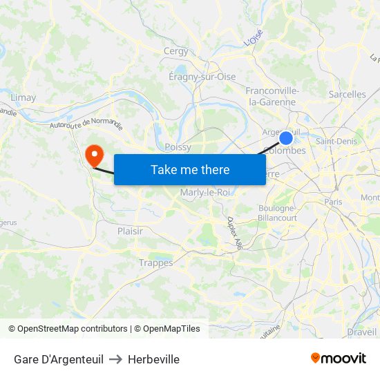 Gare D'Argenteuil to Herbeville map