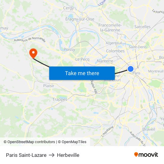 Paris Saint-Lazare to Herbeville map