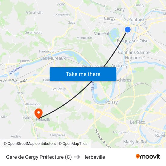 Gare de Cergy Préfecture (C) to Herbeville map