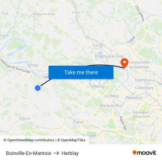 Boinville-En-Mantois to Herblay map