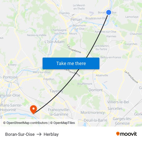 Boran-Sur-Oise to Herblay map