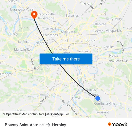 Boussy-Saint-Antoine to Herblay map