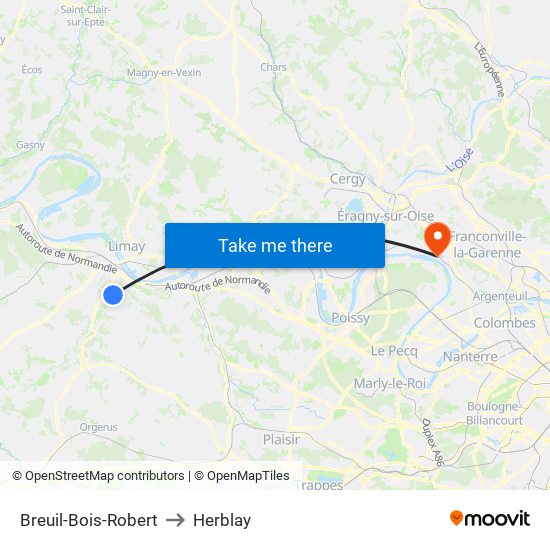 Breuil-Bois-Robert to Herblay map