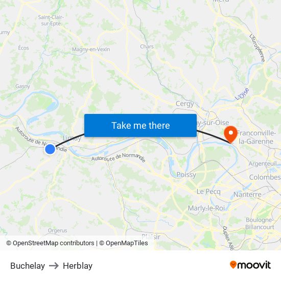 Buchelay to Herblay map
