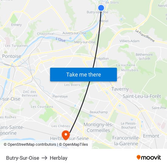 Butry-Sur-Oise to Herblay map