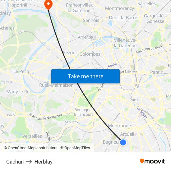 Cachan to Herblay map