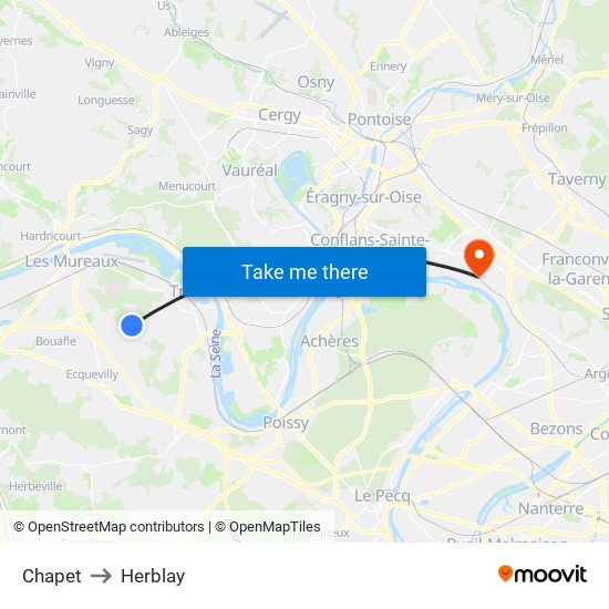 Chapet to Herblay map