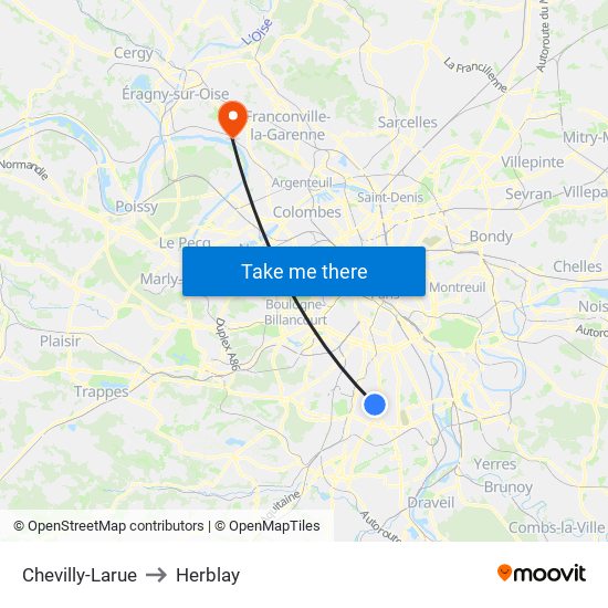 Chevilly-Larue to Herblay map