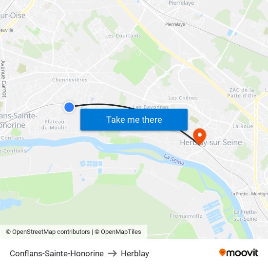 Conflans-Sainte-Honorine to Herblay map