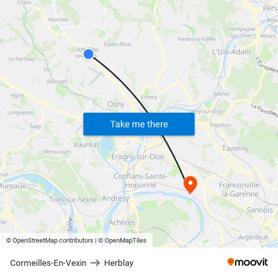 Cormeilles-En-Vexin to Herblay map