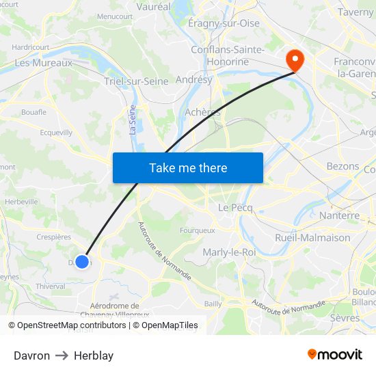 Davron to Herblay map