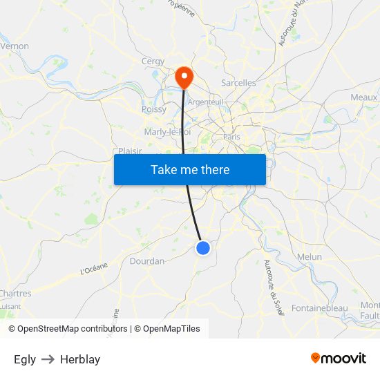 Egly to Herblay map