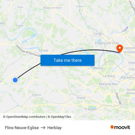 Flins-Neuve-Eglise to Herblay map