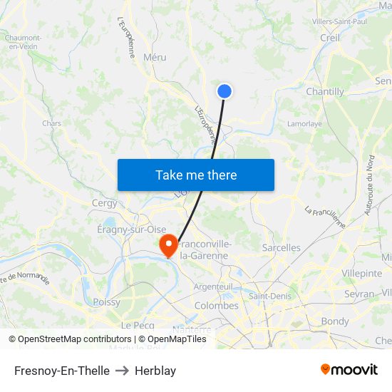 Fresnoy-En-Thelle to Herblay map