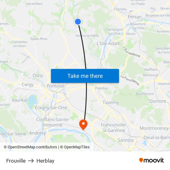 Frouville to Herblay map