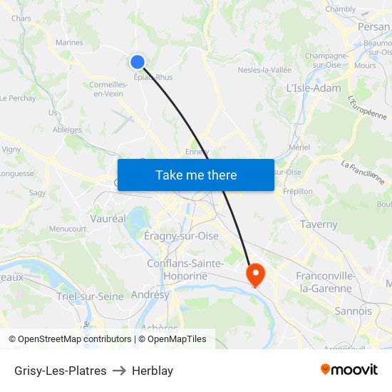 Grisy-Les-Platres to Herblay map