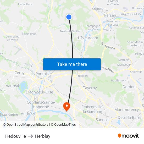 Hedouville to Herblay map