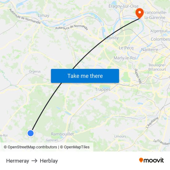 Hermeray to Herblay map