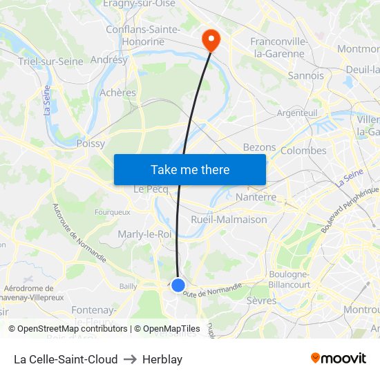 La Celle-Saint-Cloud to Herblay map