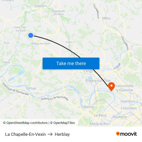 La Chapelle-En-Vexin to Herblay map