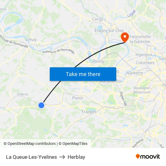 La Queue-Les-Yvelines to Herblay map