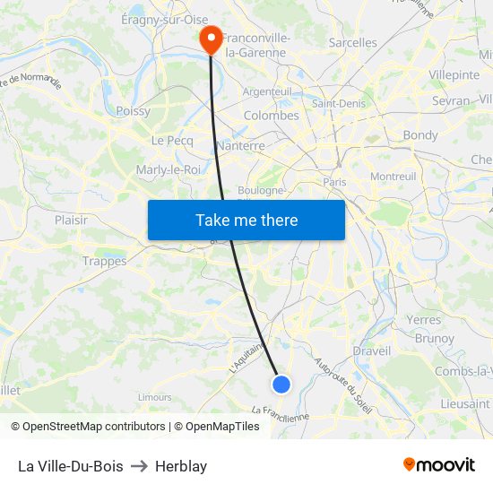 La Ville-Du-Bois to Herblay map