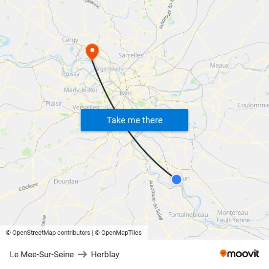 Le Mee-Sur-Seine to Herblay map