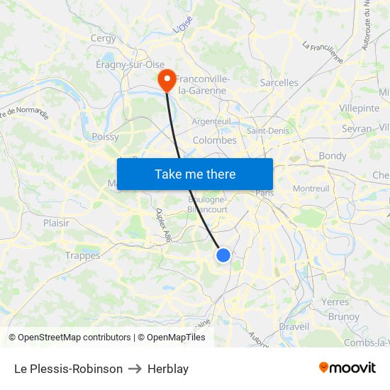 Le Plessis-Robinson to Herblay map
