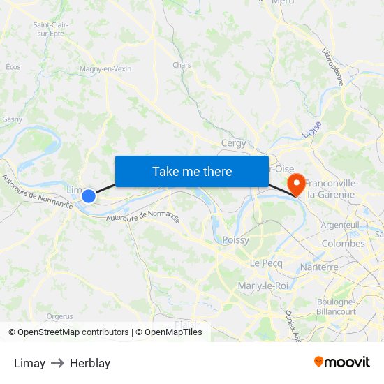 Limay to Herblay map