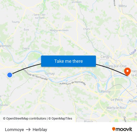 Lommoye to Herblay map