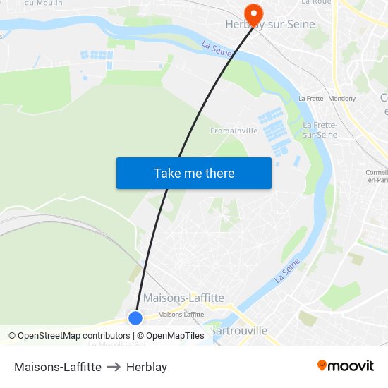 Maisons-Laffitte to Herblay map