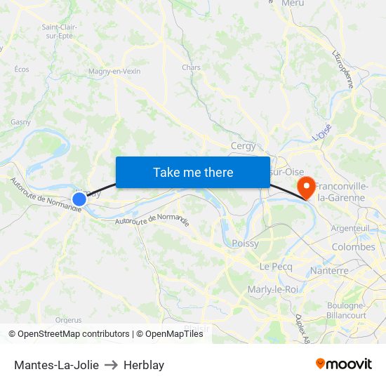 Mantes-La-Jolie to Herblay map