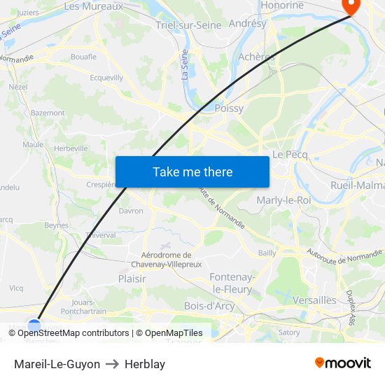 Mareil-Le-Guyon to Herblay map