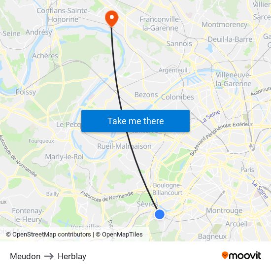 Meudon to Herblay map