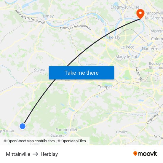 Mittainville to Herblay map