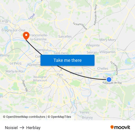 Noisiel to Herblay map