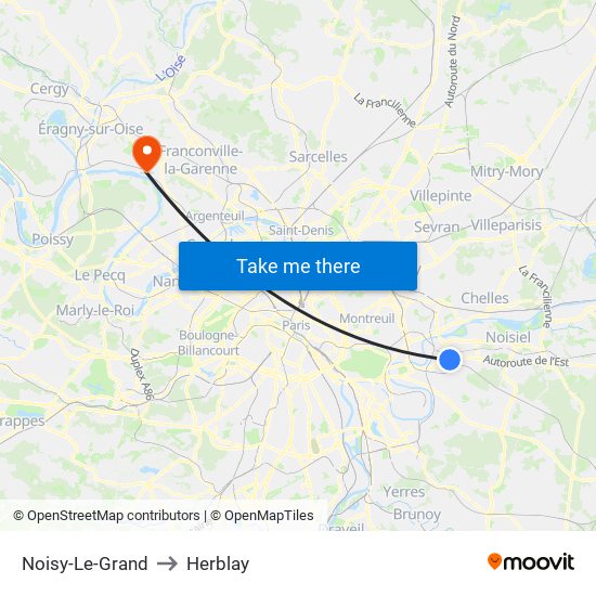 Noisy-Le-Grand to Herblay map