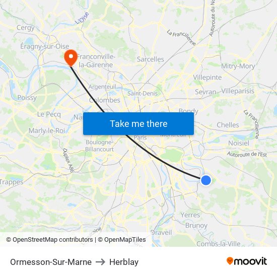 Ormesson-Sur-Marne to Herblay map
