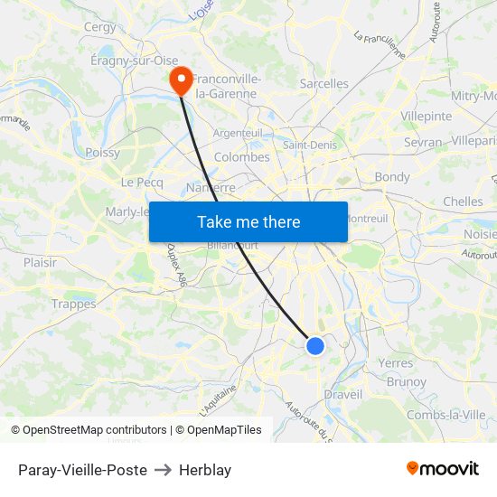 Paray-Vieille-Poste to Herblay map