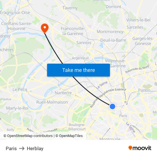 Paris to Herblay map