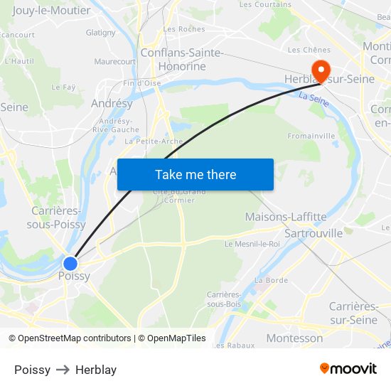 Poissy to Herblay map