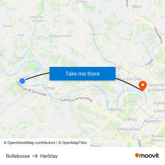 Rolleboise to Herblay map