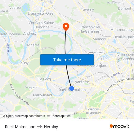 Rueil-Malmaison to Herblay map