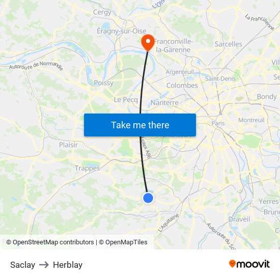 Saclay to Herblay map