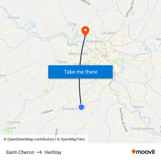 Saint-Cheron to Herblay map