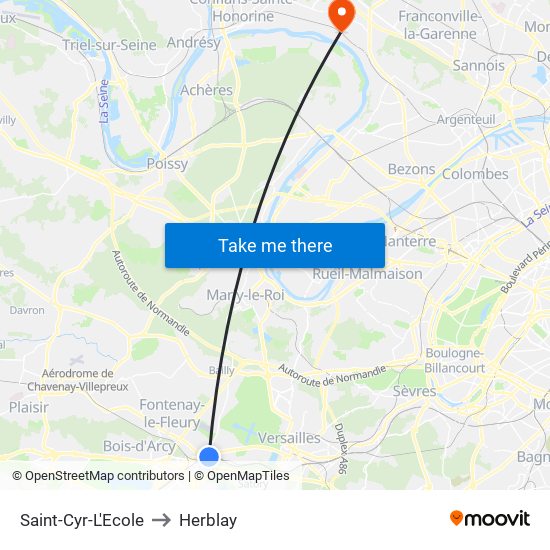 Saint-Cyr-L'Ecole to Herblay map